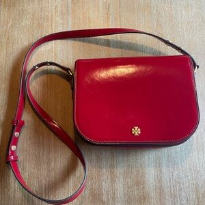 Tory Burch red patent leather crossbody bag